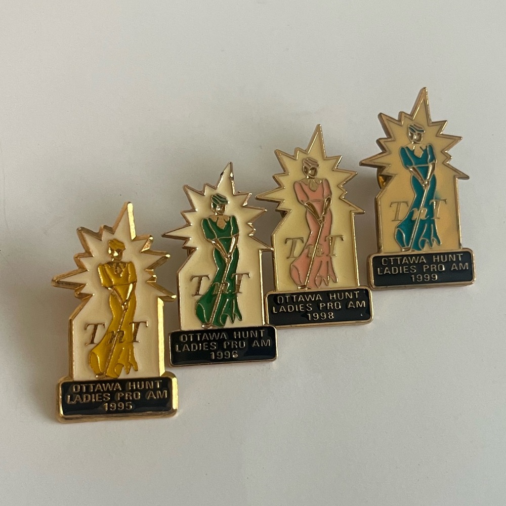 4 Vintage Ottawa Hunt Club Ladies Pro Am Golf Pin Set From: 95’, 96’, 98’, 99’